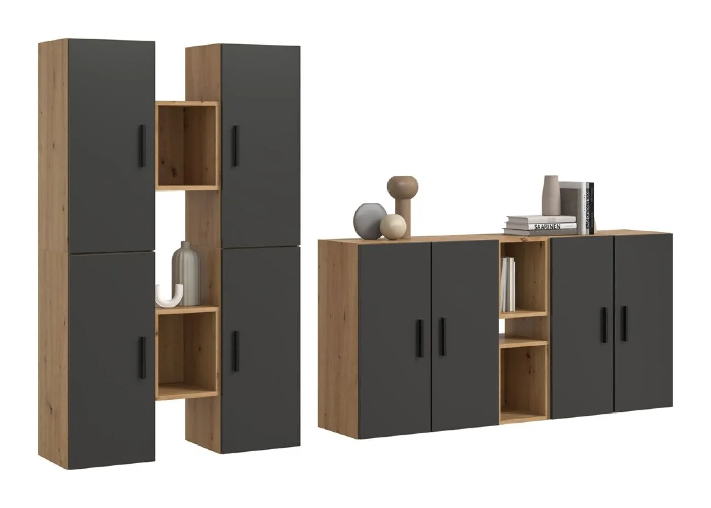 Wohnkombination The One | 12-teilig | Artisan Oak / Basalt grau ohne