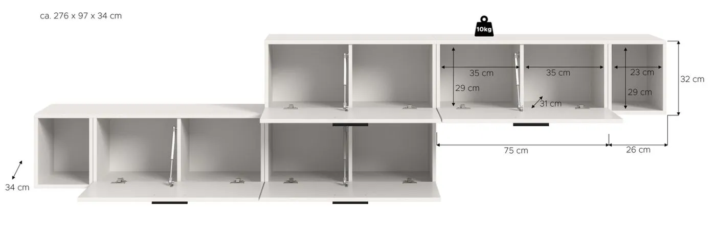 Wohnkombination The One 2 | 6-teilig | weiß mit LED Bad warm-weiß 2x 110cm