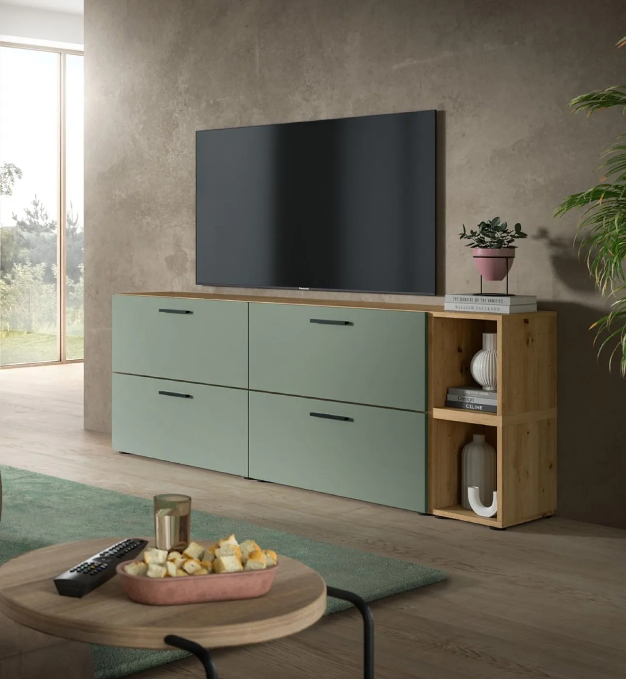 Wohnkombination The One 3 | 6-teilig | Artisan Oak / Smoke Green