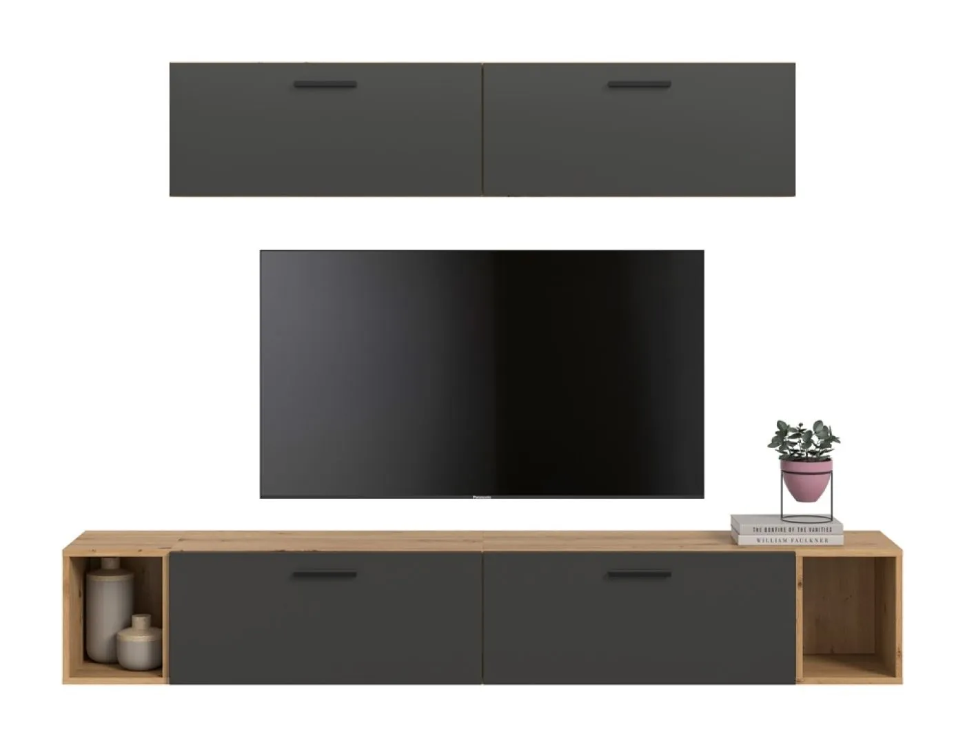 Wohnkombination The One 4 | 6-teilig | Artisan Oak / Basalt grau