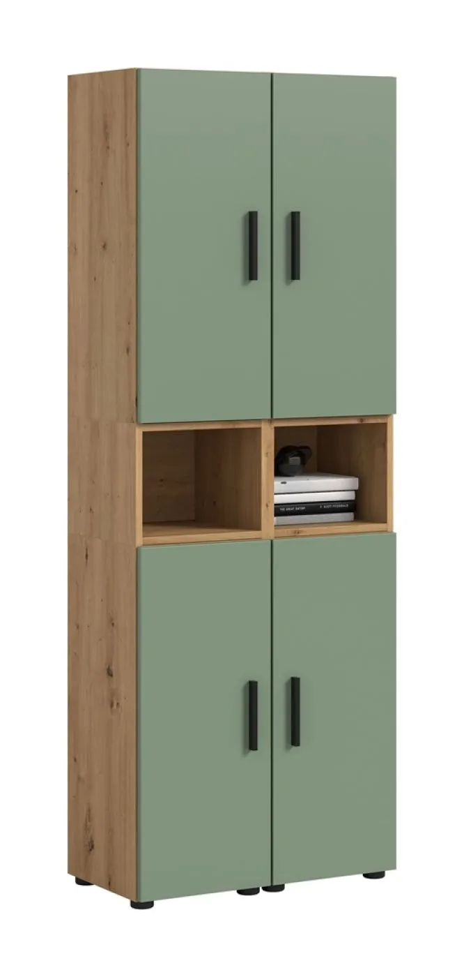 Wohnkombination The One 4 | 6-teilig | Artisan Oak / Smoke Green LED 2