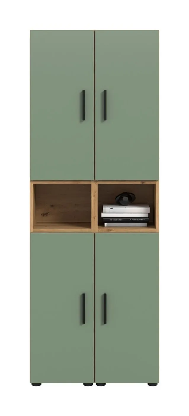 Wohnkombination The One 4 | 6-teilig | Artisan Oak / Smoke Green LED 2