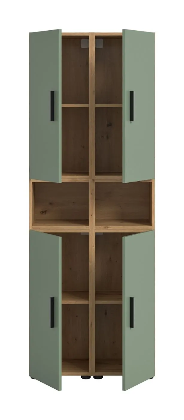 Wohnkombination The One 4 | 6-teilig | Artisan Oak / Smoke Green LED 2