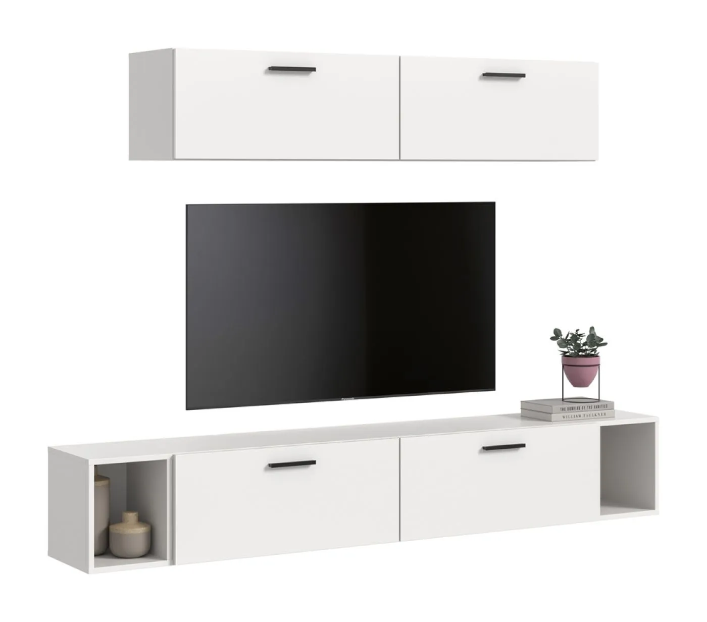 Wohnkombination The One 4 | 6-teilig | weiß LED Bad warm-weiß 2x 110cm