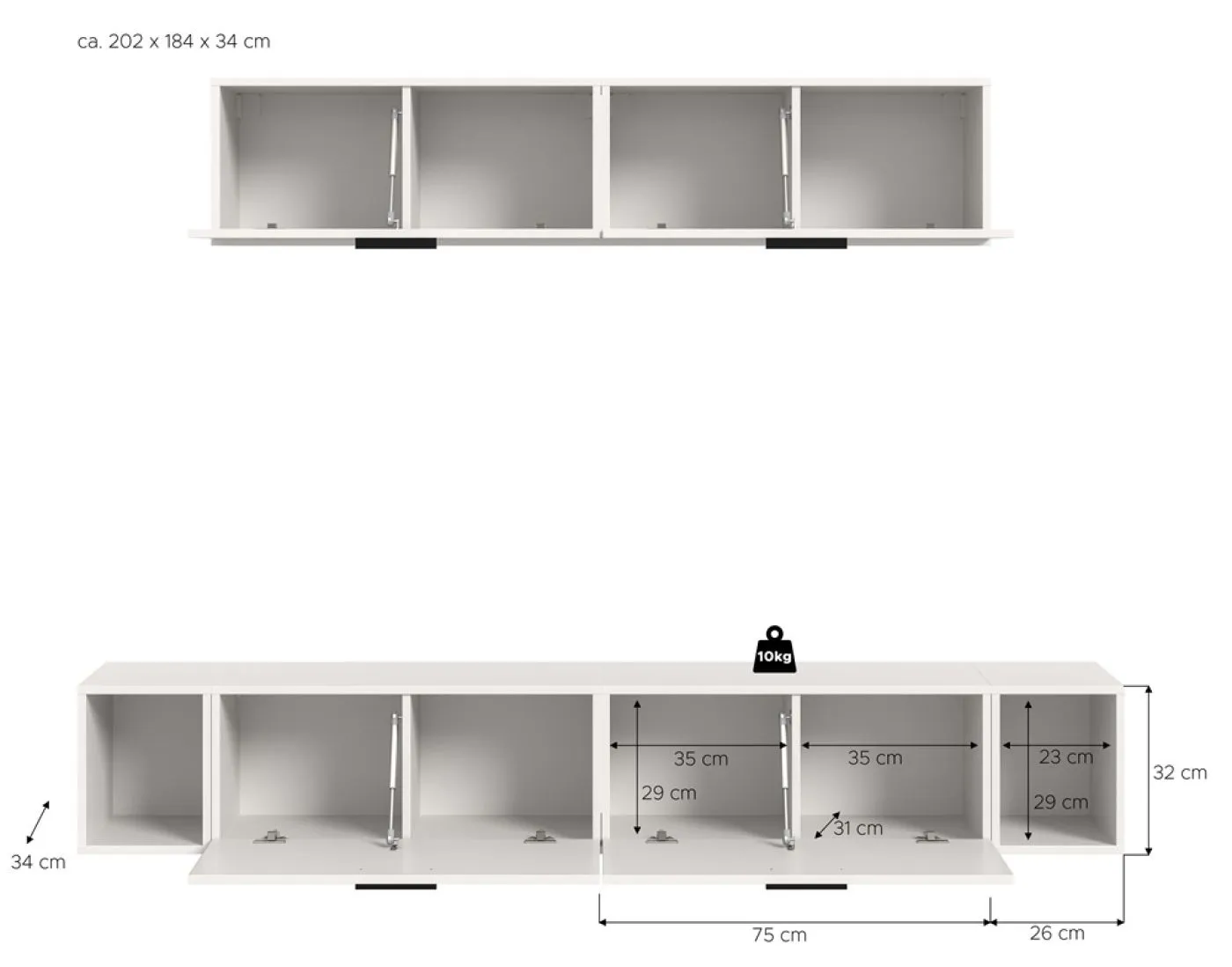 Wohnkombination The One 4 | 6-teilig | weiß LED Bad warm-weiß 2x 110cm