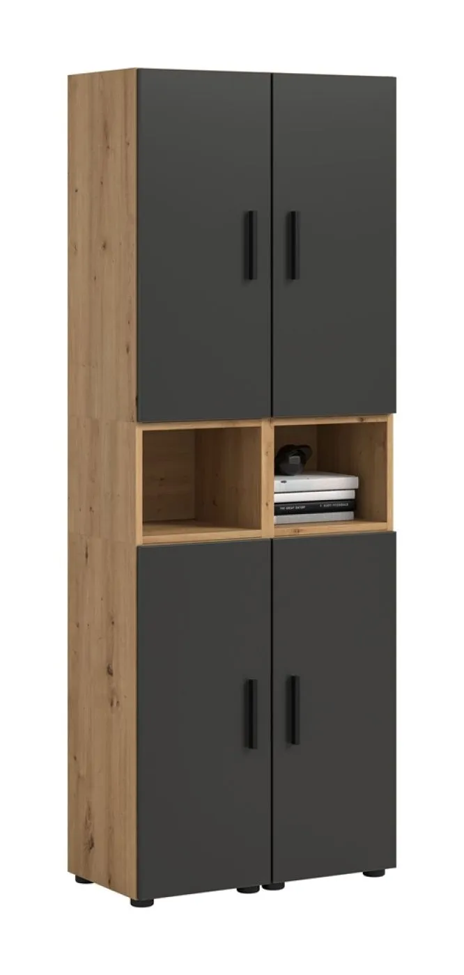 Wohnkombination The One 4b | 6-teilig | Artisan Oak / Basalt grau ohne