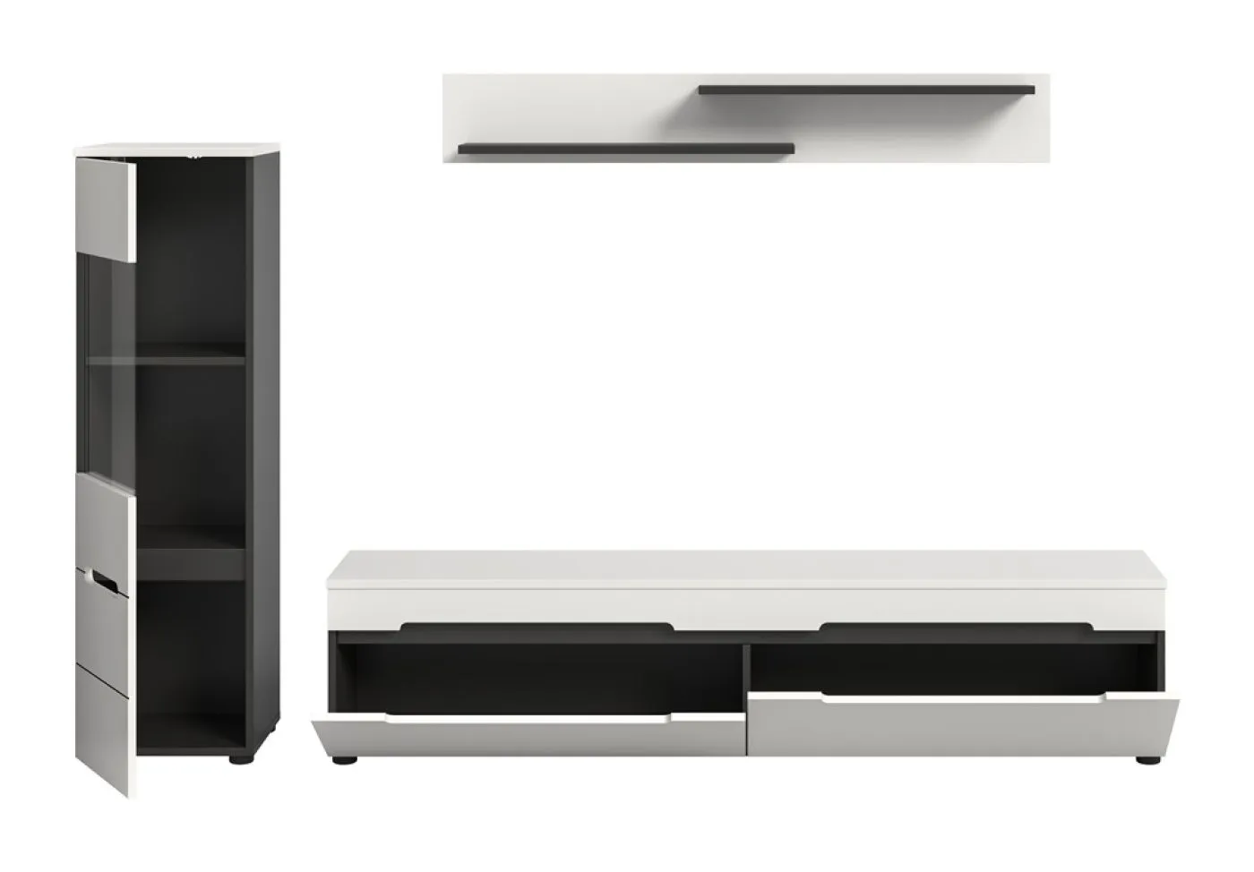 Wohnwand Anbauwand Canu | 2-teilig | weiß / Basalt Grau