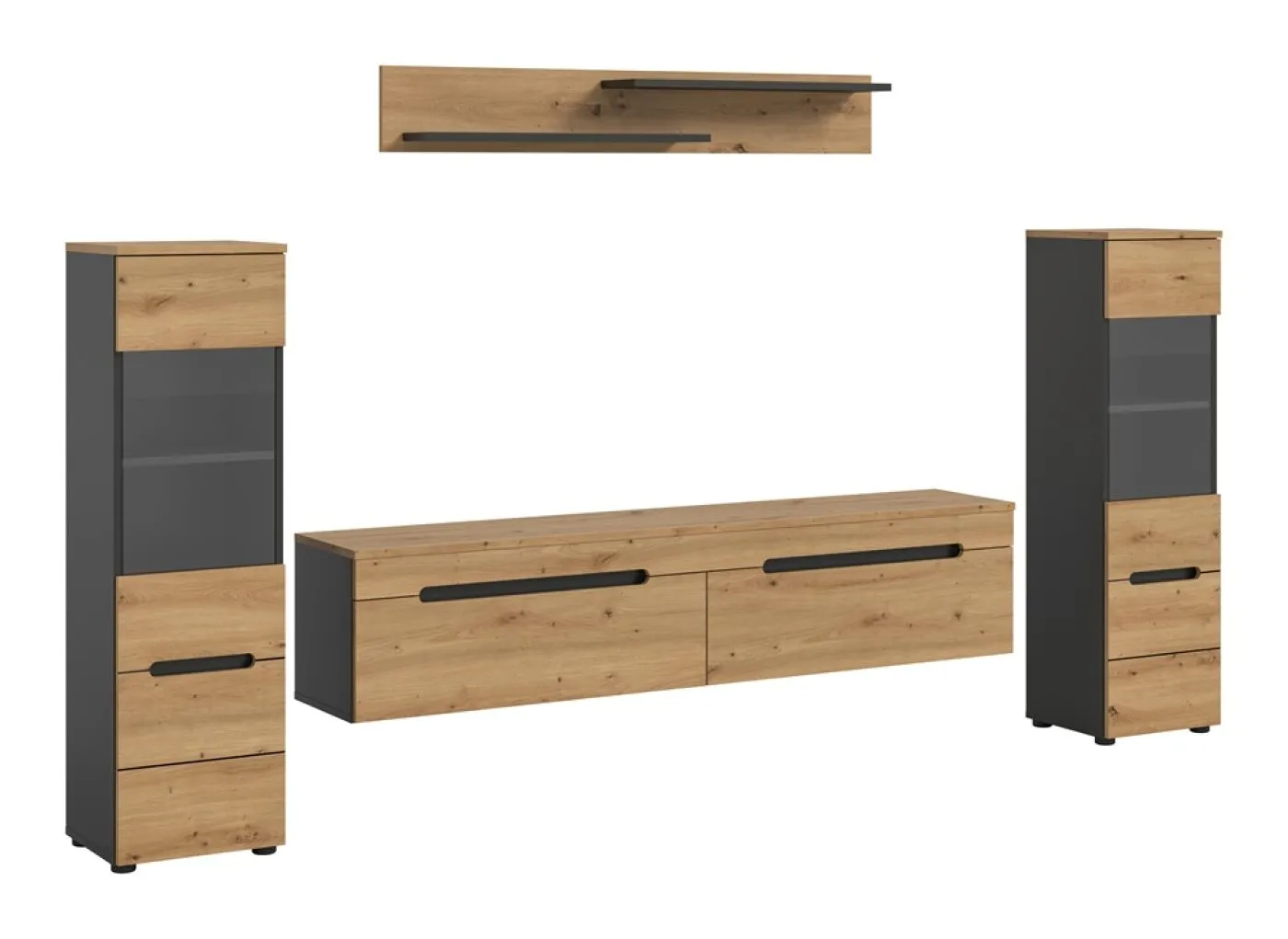 Wohnwand Anbauwand Canu | 3-teilig | Artisan / Basalt Grau | ohne