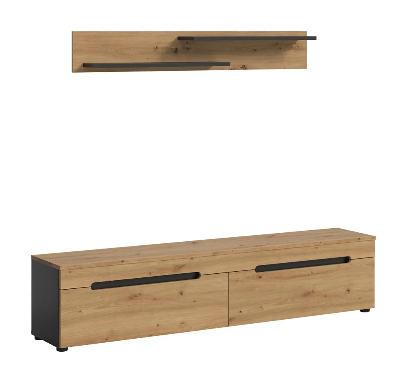 Wohnwand Anbauwand Canu | 3-teilig | Artisan / Basalt Grau | ohne