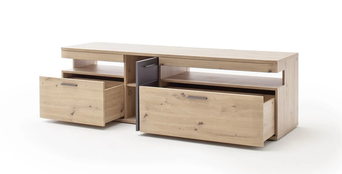 Wohnwand Anbauwand Cortona 2 | Balkeneiche / anthrazit | 3-teilig | LED Beleuchtung 2