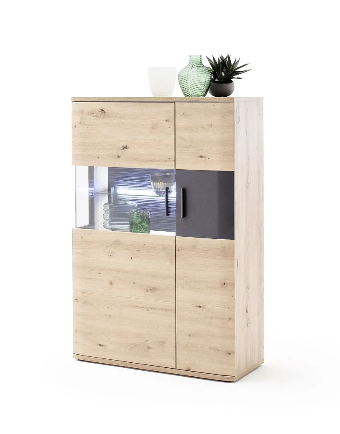 Wohnwand Anbauwand Cortona 2 | Balkeneiche / anthrazit | 3-teilig | LED Beleuchtung 3