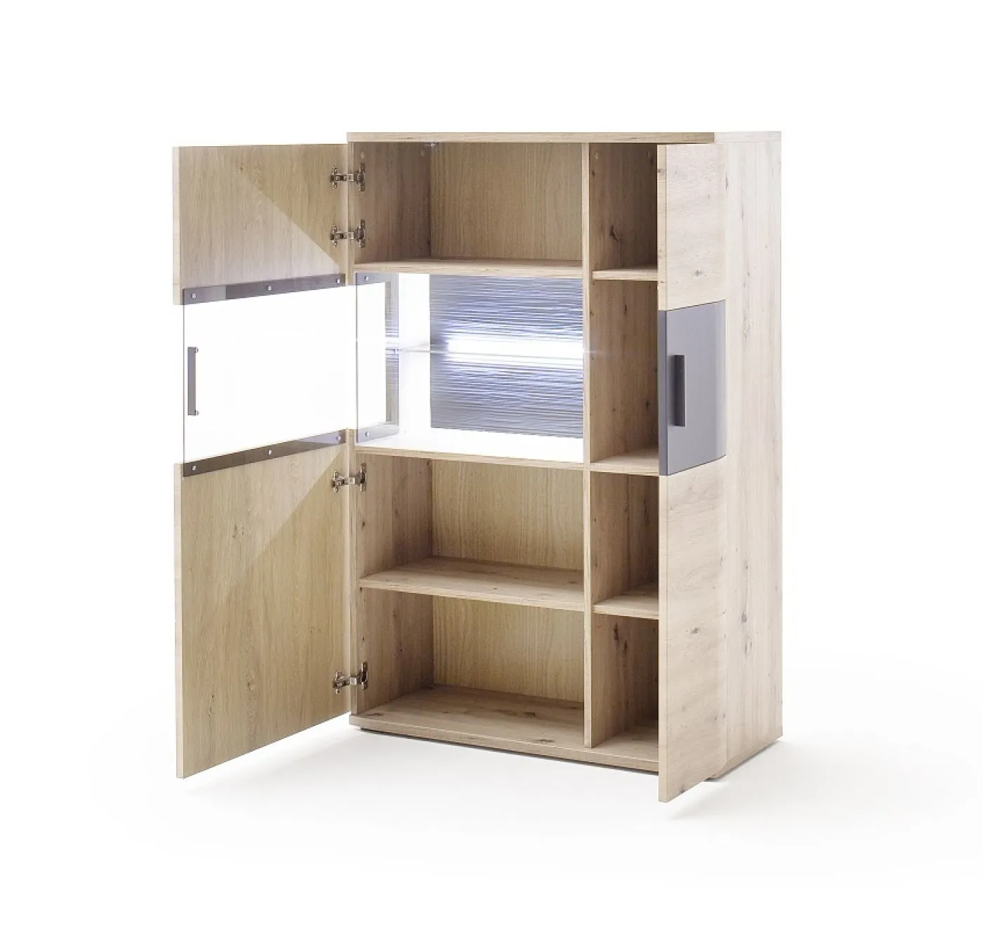 Wohnwand Anbauwand Cortona 2 | Balkeneiche / anthrazit | 3-teilig | LED Beleuchtung 3