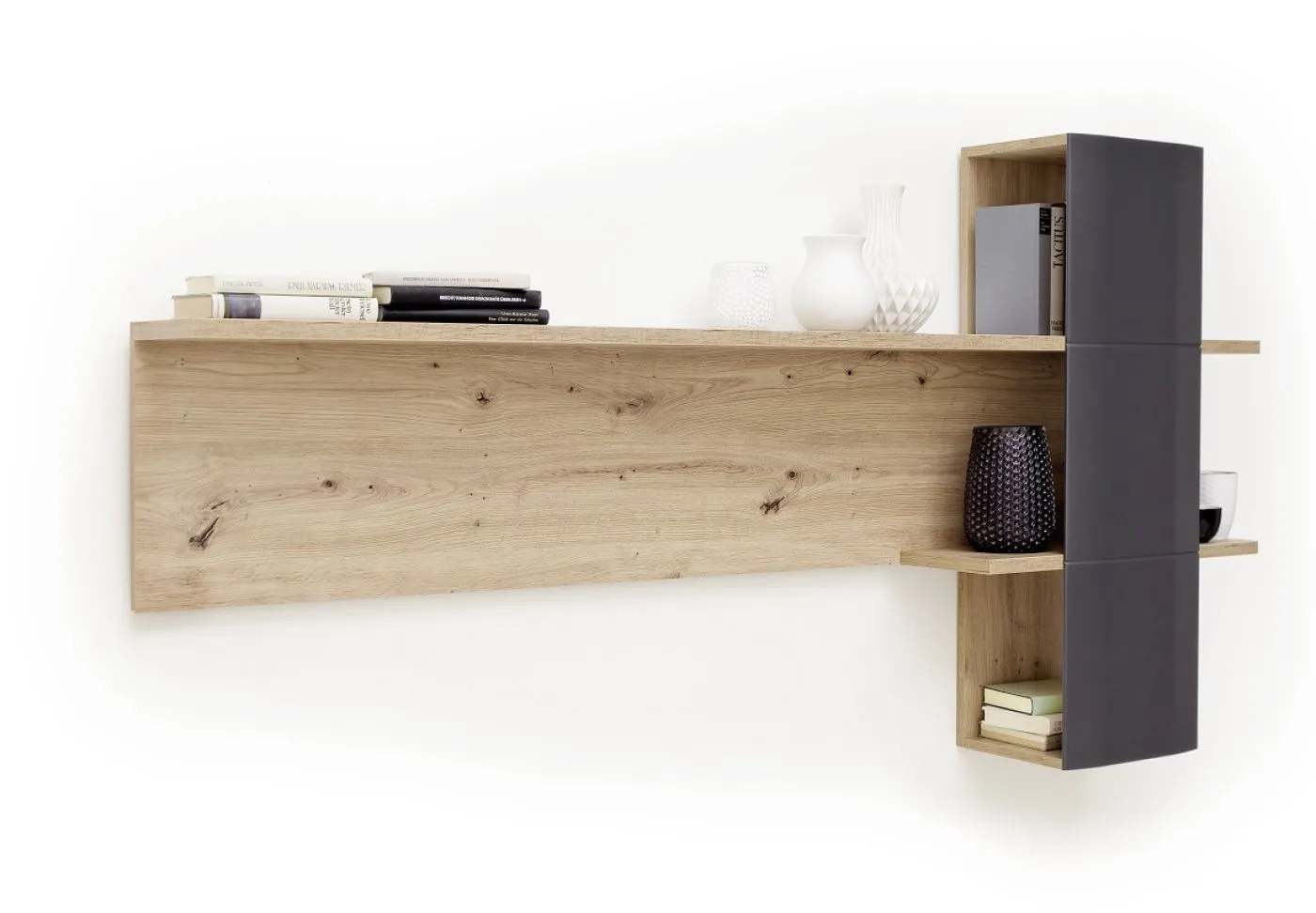 Wohnwand Anbauwand Cortona 2 | Balkeneiche / anthrazit | 3-teilig | LED Beleuchtung 3