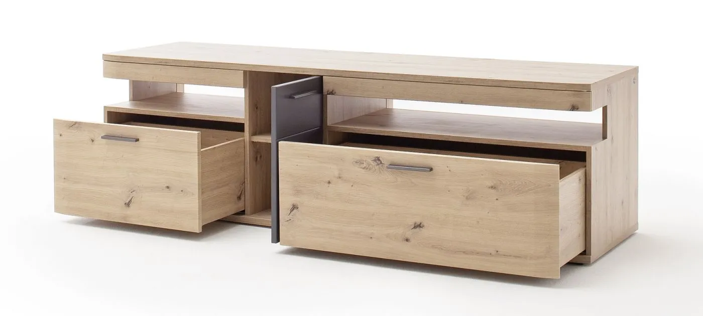 Wohnwand Anbauwand Cortona | Balkeneiche / anthrazit | 3-teilig