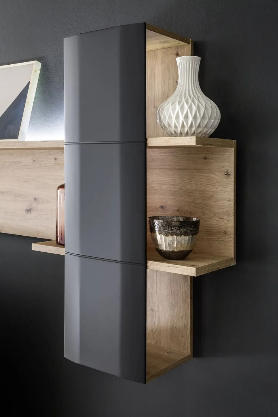 Wohnwand Anbauwand Cortona | Balkeneiche / anthrazit | 3-teilig