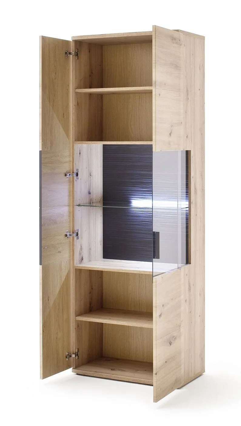 Wohnwand Anbauwand Cortona | Balkeneiche / anthrazit | 4-teilig