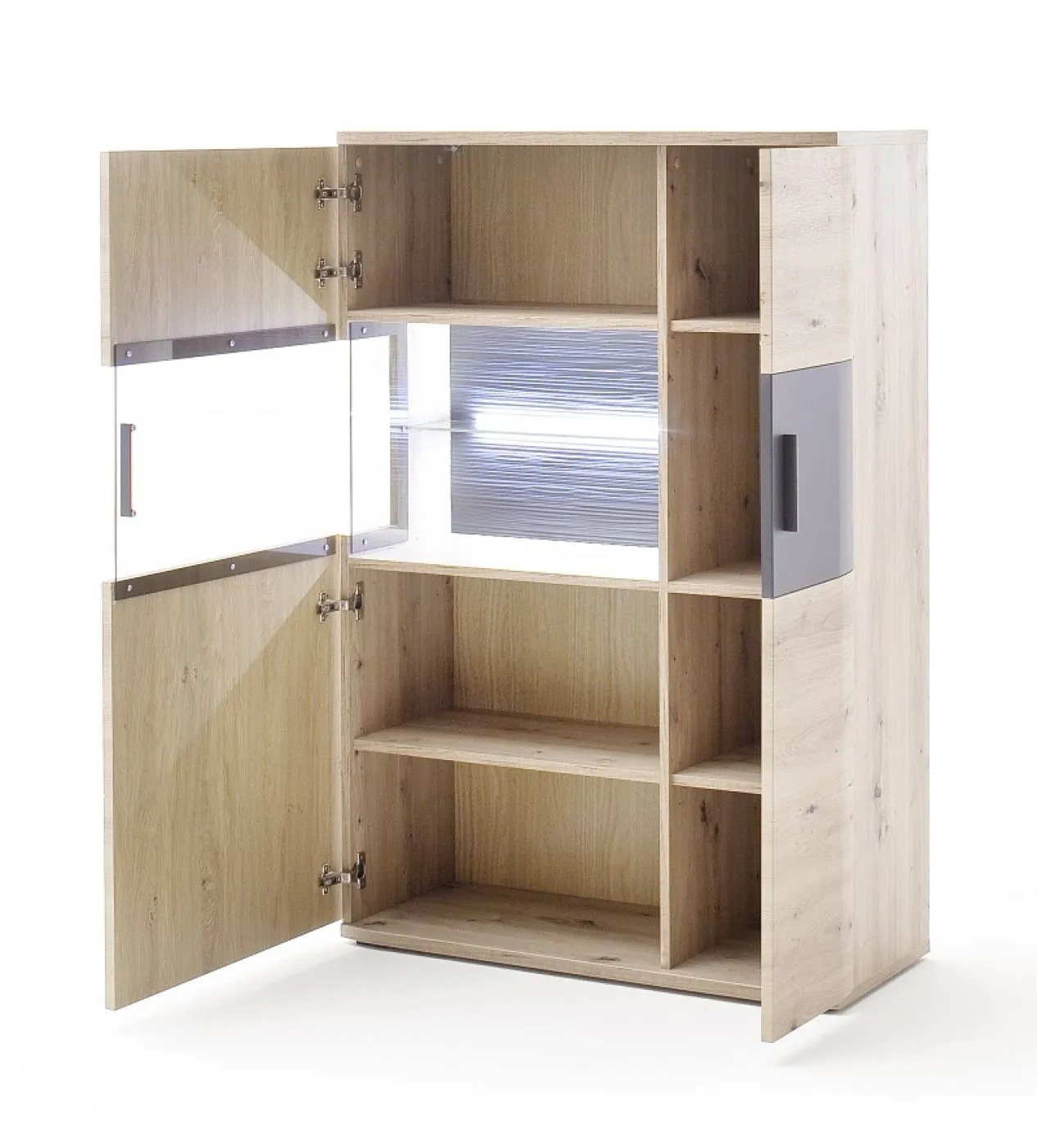 Wohnwand Anbauwand Cortona | Balkeneiche / anthrazit | 4-teilig | LED Beleuchtung 2