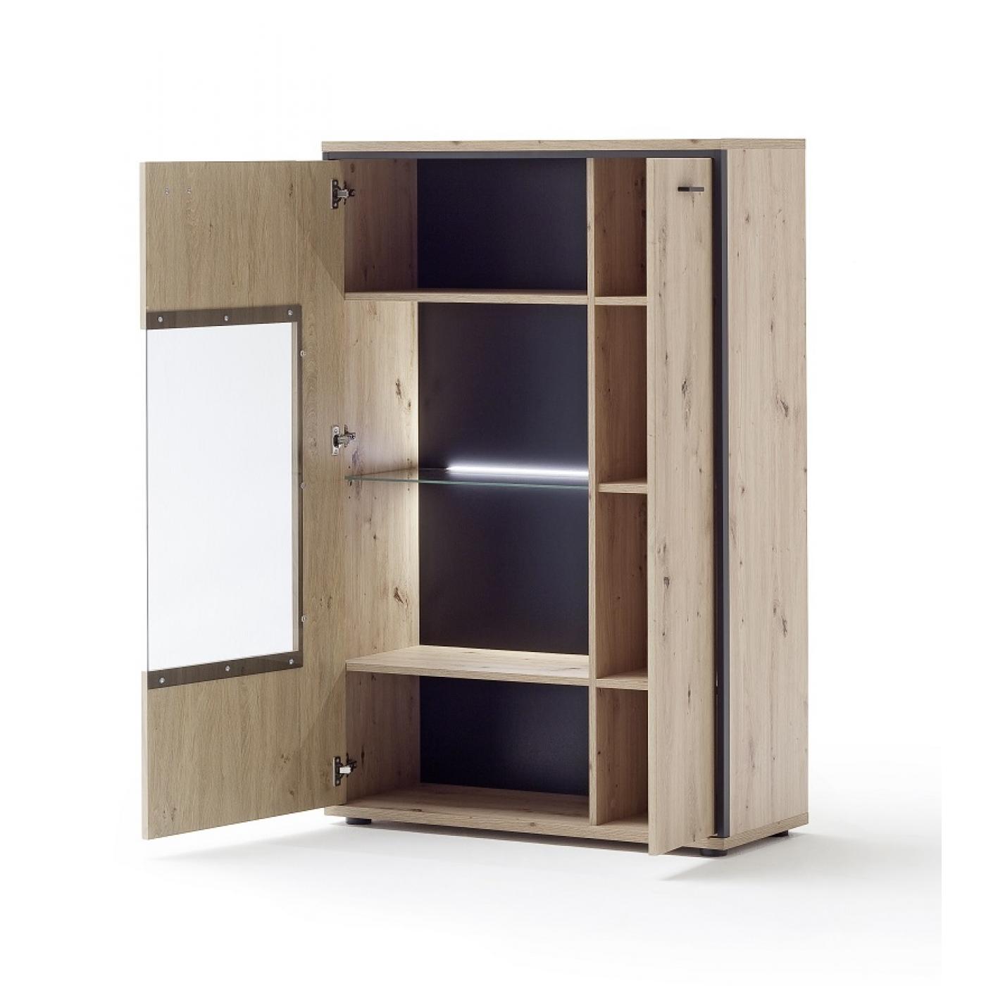 Wohnwand Anbauwand II Buenos Aires | Balkeneiche | 4-teilig | LED Beleuchtung