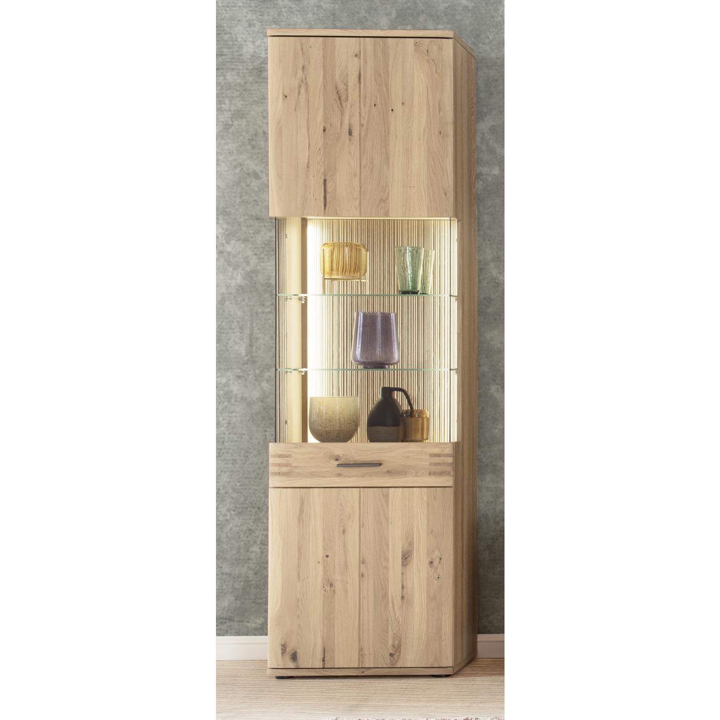 Wohnwand Anbauwand Salvador | Balkeneiche Bianco | 3-teilig | LED Beleuchtung