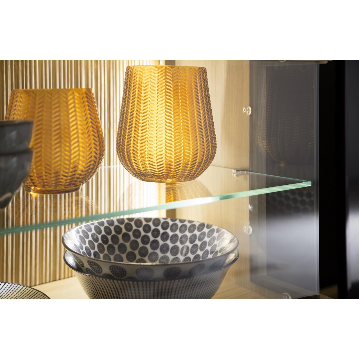 Wohnwand Anbauwand Salvador | Balkeneiche Bianco | 4-teilig | LED Beleuchtung