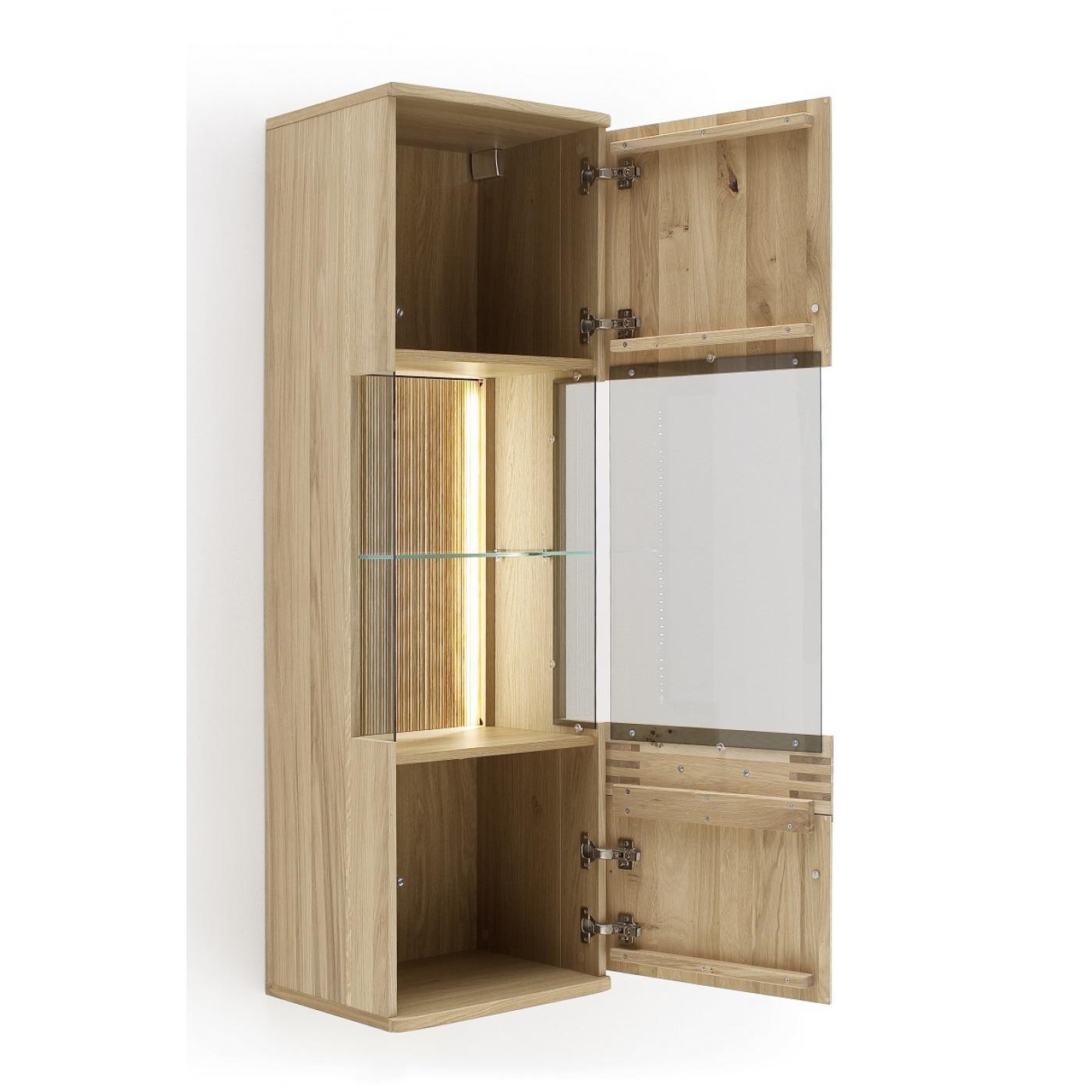 Wohnwand Anbauwand Salvador | Balkeneiche Bianco | 4-teilig | LED Beleuchtung