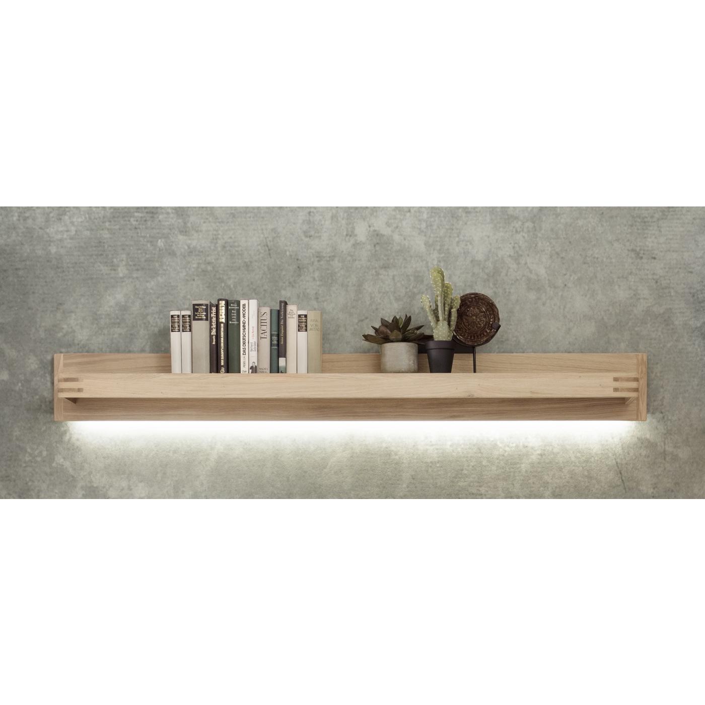 Wohnwand Anbauwand Salvador | Balkeneiche Bianco | 4-teilig | LED Beleuchtung