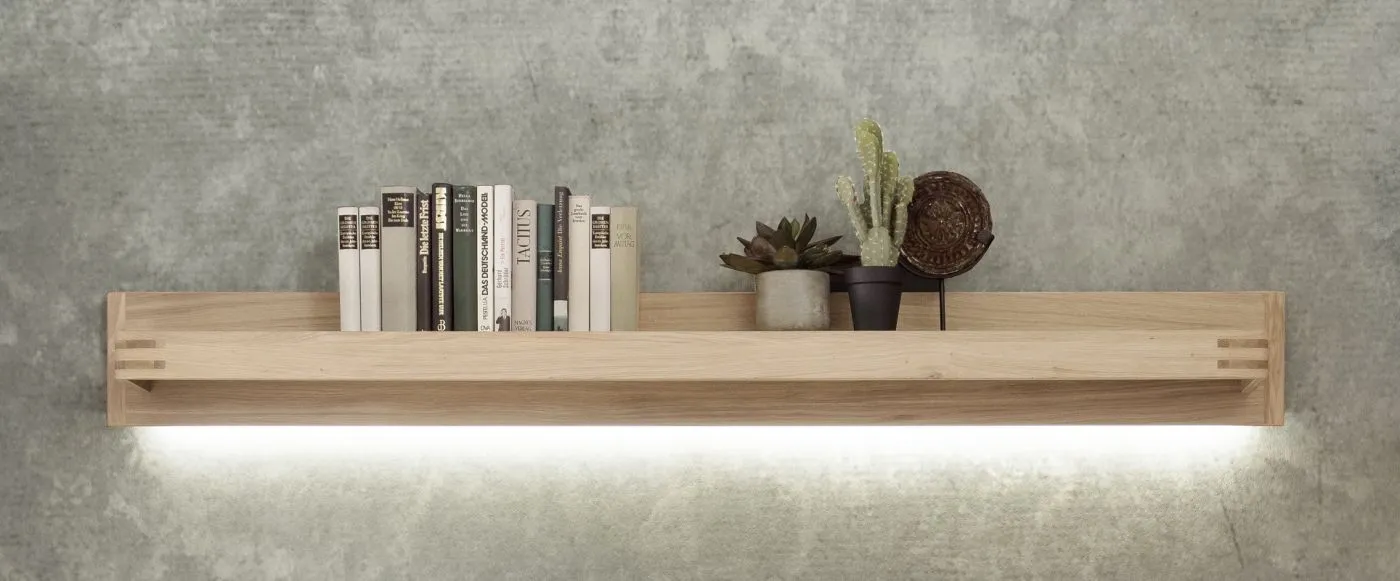 Wohnwand Anbauwand Salvador 1 | Balkeneiche Bianco | 4-teilig | LED 1