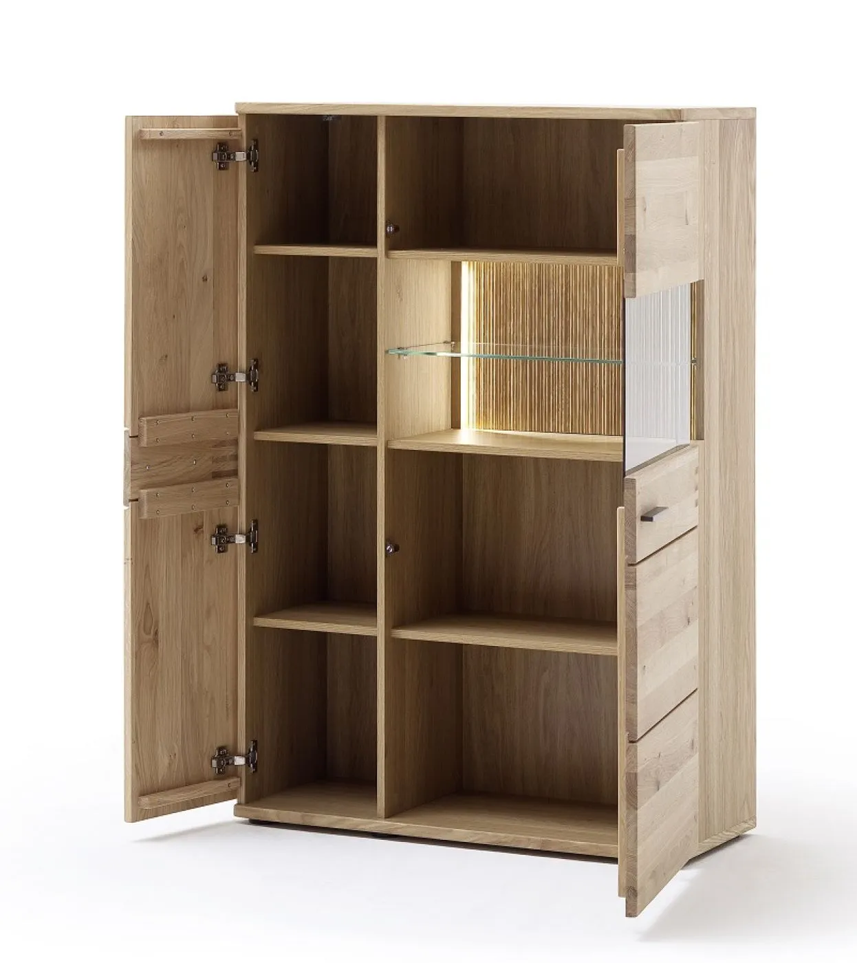 Wohnwand Anbauwand Salvador 1 | Balkeneiche Bianco | 4-teilig | LED 6