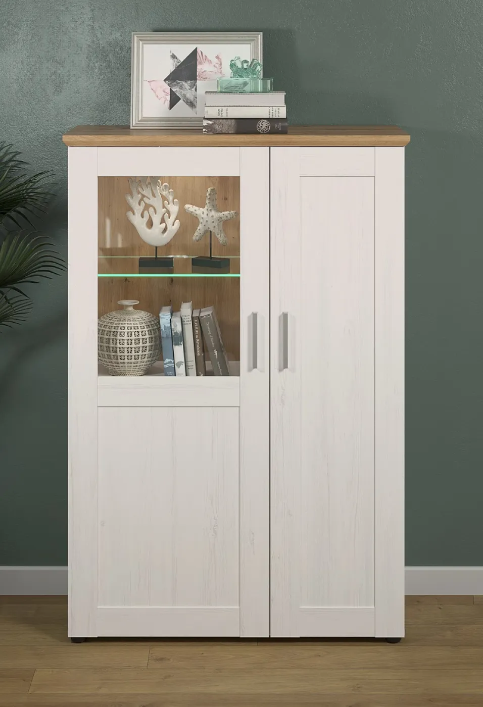 Wohnwand Anbauwand Shade | Andersen Pinie weiß / Artisan Eiche | Landhausstil | 4-teilig
