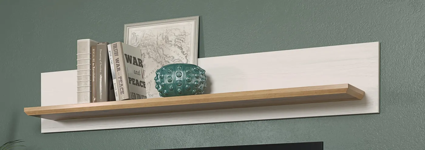 Wohnwand Anbauwand Shade | Andersen Pinie weiß / Artisan Eiche | Landhausstil | 4-teilig