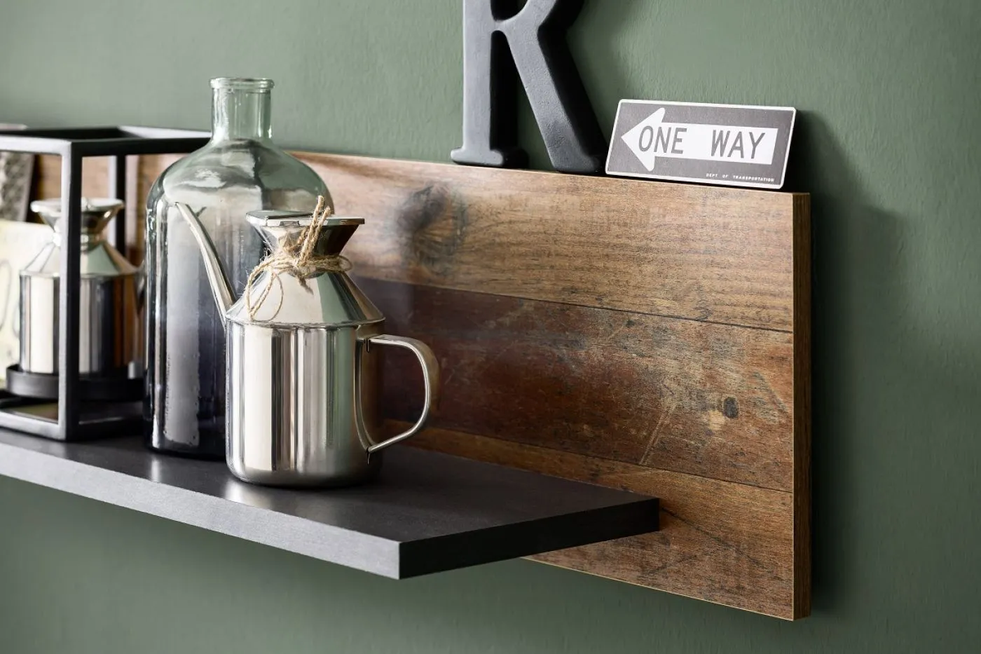 Wohnwand Indy | Old Used Wood / Matera grau | 4-teilig | Shabby Look | LED Beleuchtung 1