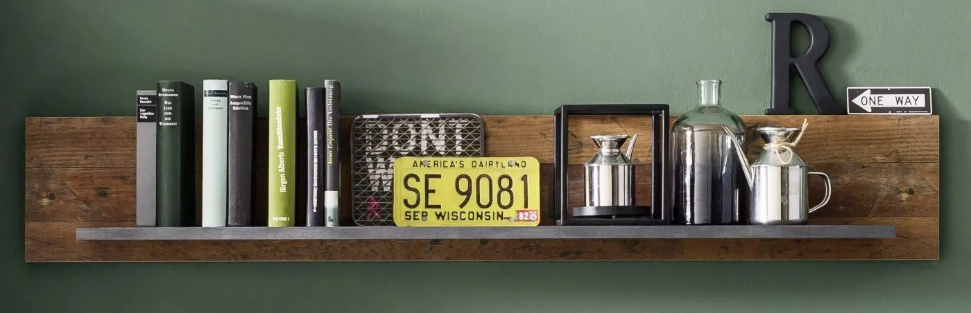 Wohnwand Indy | Old Used Wood / Matera grau | 4-teilig | Shabby Look ohne