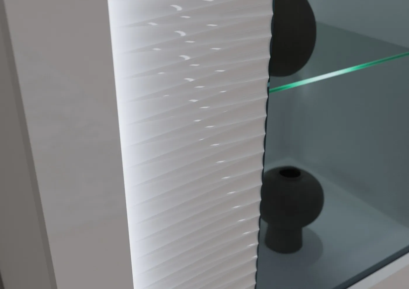 Wohnwand Wohnkombination 1 Skylight | weiß Hochglanz | 4-teilig
