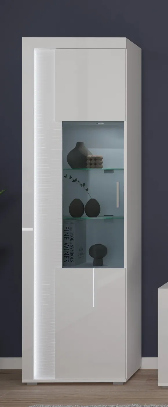Wohnwand Wohnkombination 1 Skylight | weiß Hochglanz | 4-teilig | LED 2
