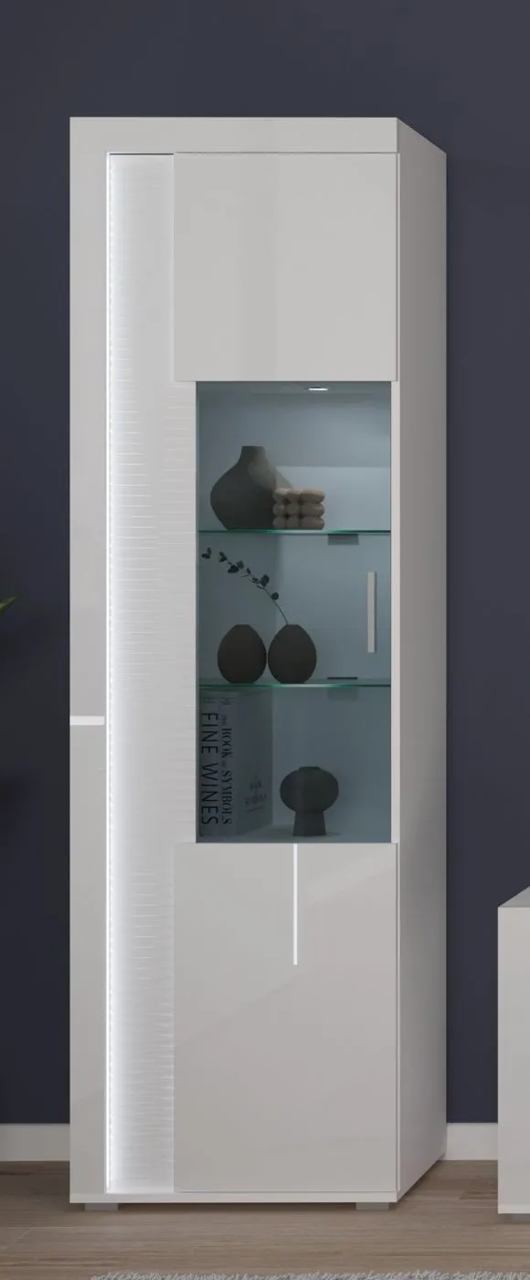 Wohnwand Wohnkombination 4 Skylight | weiß Hochglanz | 3-teilig | mit LED