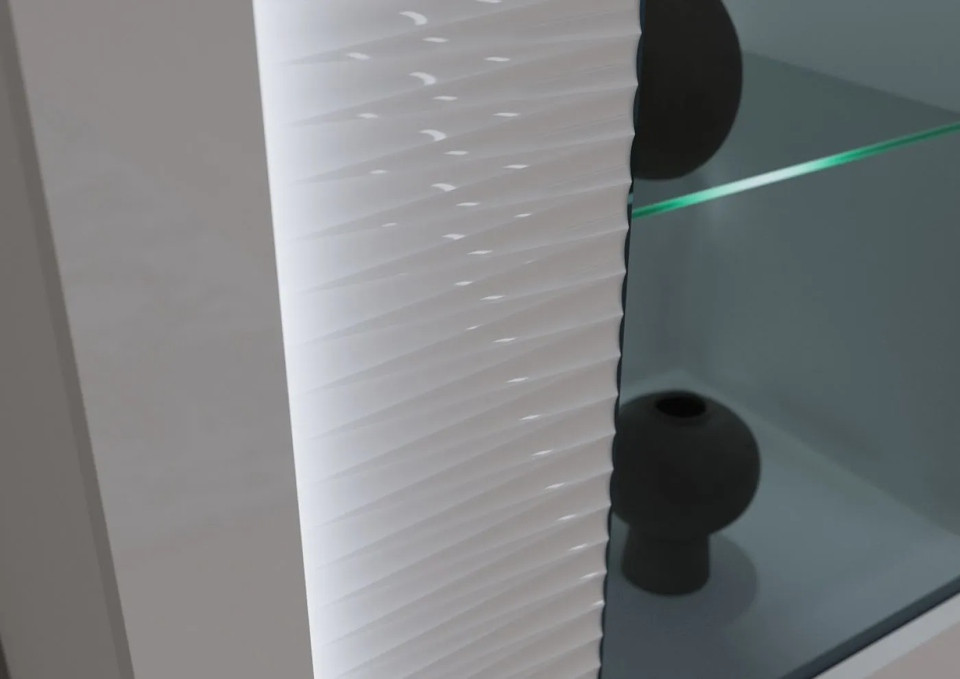Wohnwand Wohnkombination 4 Skylight | weiß Hochglanz | 3-teilig | mit LED