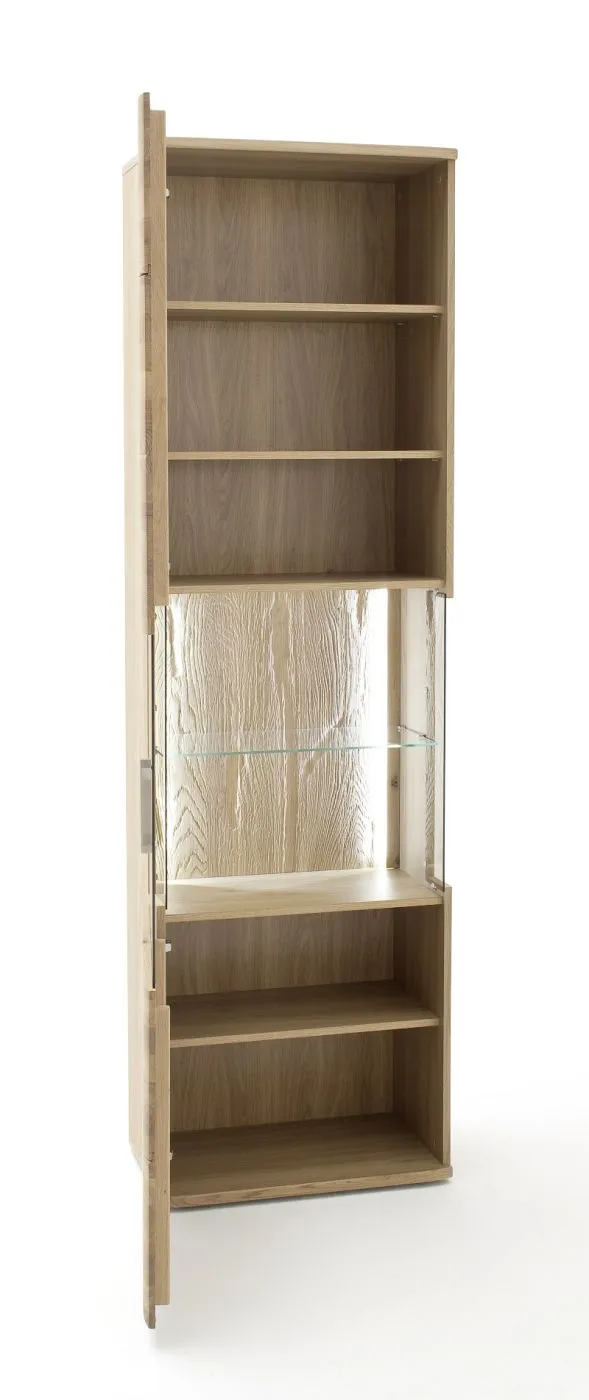 Wohnwand Wohnkombination Santori | Eiche Bianco | 4-teilig | LED 2