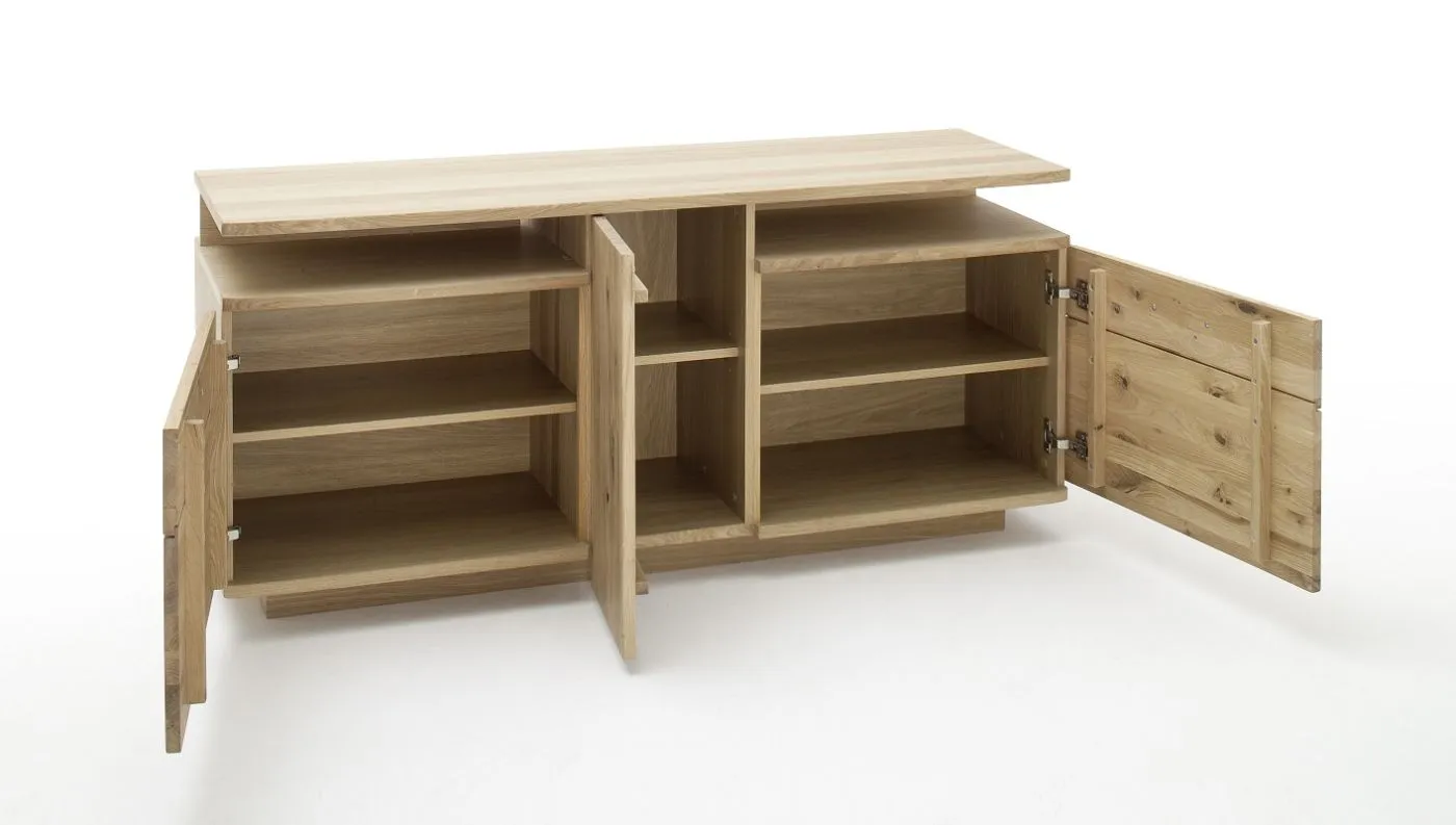 Wohnwand Wohnkombination Santori | Eiche Bianco | 4-teilig | LED 2