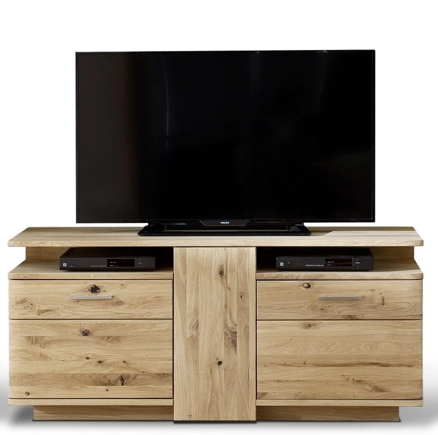 Wohnwand Wohnkombination Santori | Eiche Bianco | 4-teilig | LED 4