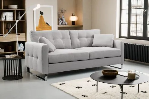 2,5-Sitzer Polstersofa Hera | 203cm | Flachgewebe | hellgrau
