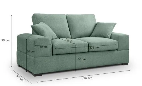 2-Sitzer Polstersofa Veda | 182cm | Strukturstoff | petrol