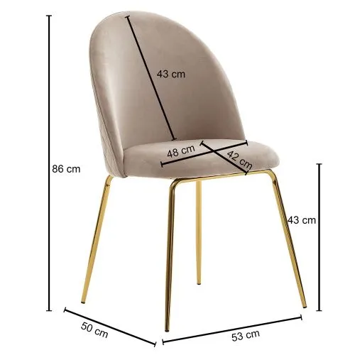 2er Set 4-Fuß Polsterstuhl Diama | samt | beige