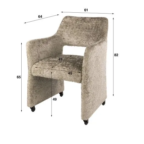 2er Set Stuhl Palio | mit Rollen | Alura sand
