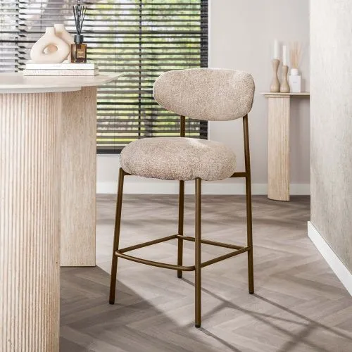 2er Set Barhocker Elysia | Cargo Stoff / Strukturgewebe | sand-braun
