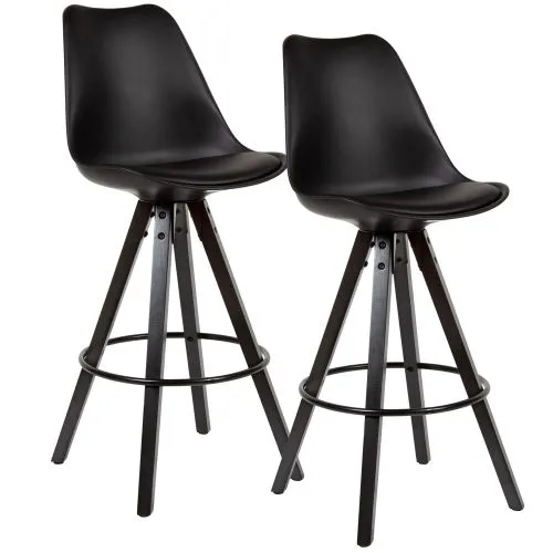 2er Set Barhocker Loreno | mit schwarzen Beinen | Kunstleder | schwarz
