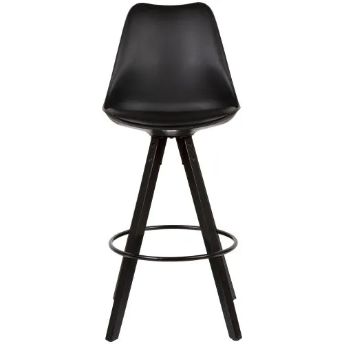 2er Set Barhocker Loreno | mit schwarzen Beinen | Kunstleder | schwarz