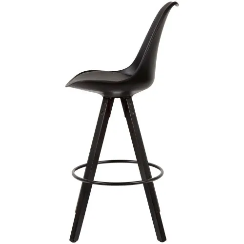 2er Set Barhocker Loreno | mit schwarzen Beinen | Kunstleder | schwarz