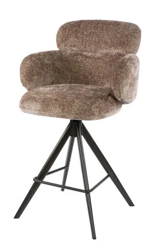 2er Set Barstuhl Milagro | Hoven-Stoff / Chenillegewebe | drehbar | champagne-braun