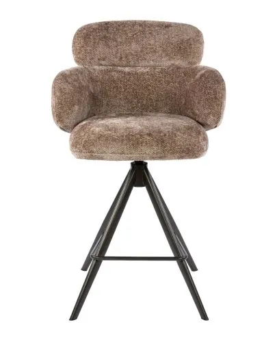 2er Set Barstuhl Milagro | Hoven-Stoff / Chenillegewebe | drehbar | champagne-braun