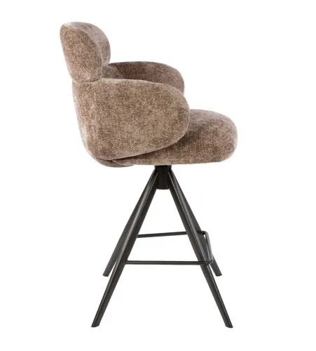 2er Set Barstuhl Milagro | Hoven-Stoff / Chenillegewebe | drehbar | champagne-braun